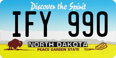 ND license plate IFY990