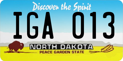 ND license plate IGA013
