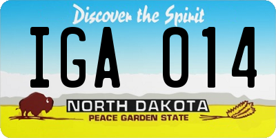 ND license plate IGA014