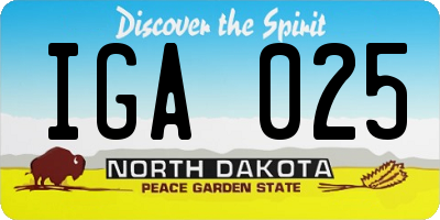 ND license plate IGA025