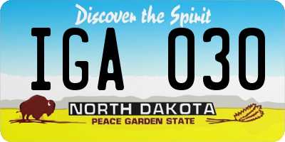 ND license plate IGA030