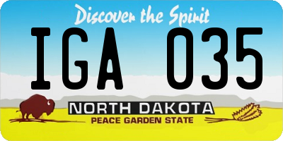 ND license plate IGA035