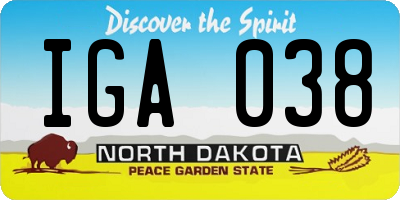 ND license plate IGA038