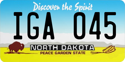 ND license plate IGA045