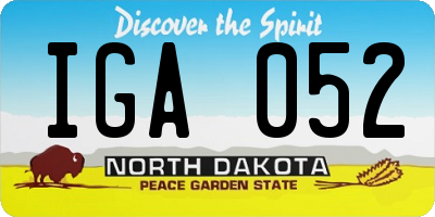 ND license plate IGA052