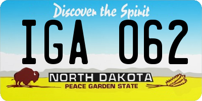 ND license plate IGA062