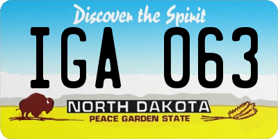 ND license plate IGA063