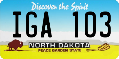 ND license plate IGA103