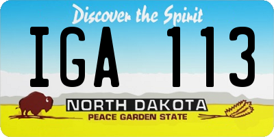ND license plate IGA113