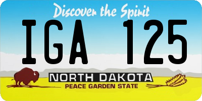 ND license plate IGA125