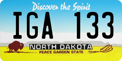 ND license plate IGA133