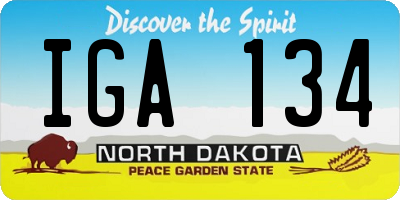 ND license plate IGA134