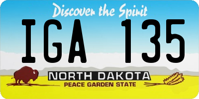 ND license plate IGA135