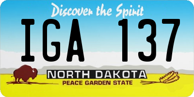 ND license plate IGA137