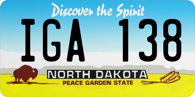 ND license plate IGA138
