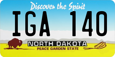 ND license plate IGA140