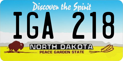 ND license plate IGA218