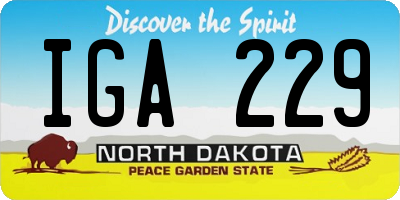 ND license plate IGA229