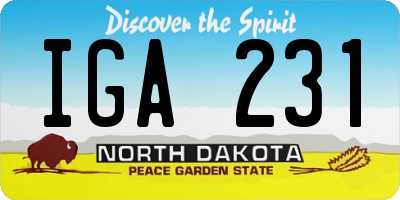 ND license plate IGA231