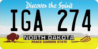 ND license plate IGA274