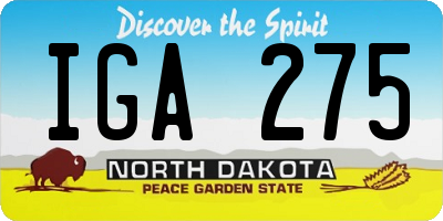 ND license plate IGA275