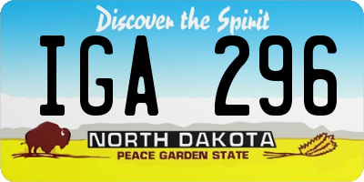 ND license plate IGA296