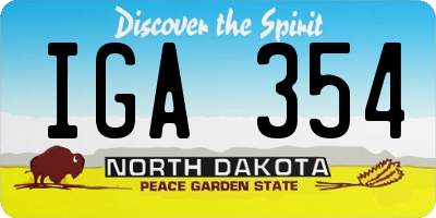 ND license plate IGA354