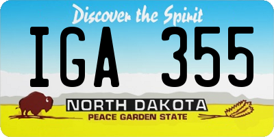 ND license plate IGA355