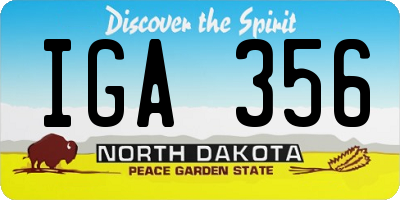 ND license plate IGA356