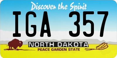 ND license plate IGA357