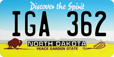 ND license plate IGA362