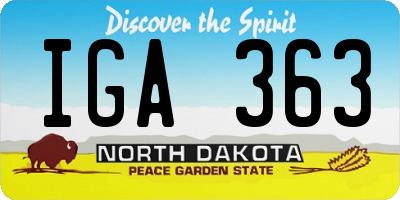 ND license plate IGA363