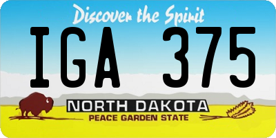 ND license plate IGA375
