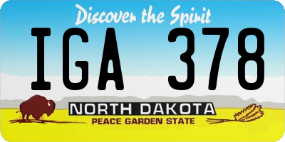 ND license plate IGA378