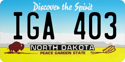 ND license plate IGA403