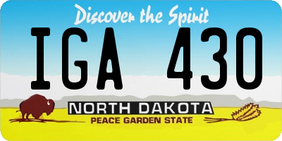 ND license plate IGA430