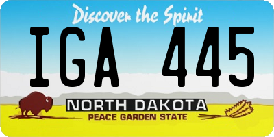 ND license plate IGA445