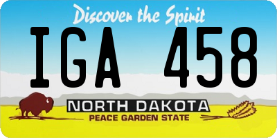 ND license plate IGA458