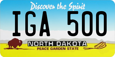 ND license plate IGA500
