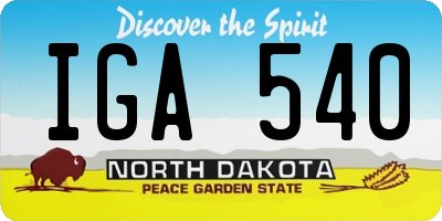 ND license plate IGA540
