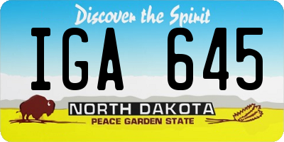 ND license plate IGA645