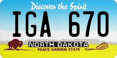 ND license plate IGA670