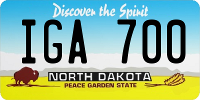 ND license plate IGA700