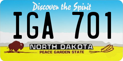 ND license plate IGA701
