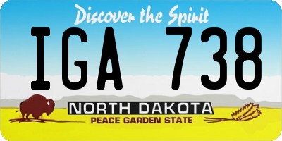 ND license plate IGA738