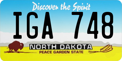 ND license plate IGA748