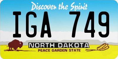 ND license plate IGA749