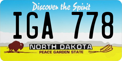 ND license plate IGA778