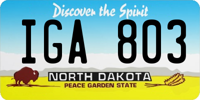 ND license plate IGA803