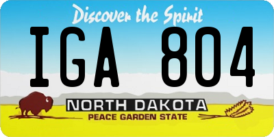 ND license plate IGA804